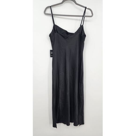 New NWT Express Strappy Black Long Midi Dress Medium Satin‎ Silky - Picture 2 of 7